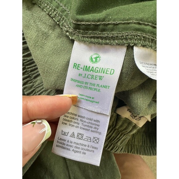 J. Crew Women's Essential Linen Blend Tie Waist Seaside Pull On Crop Pants XS - Picture 6 of 9